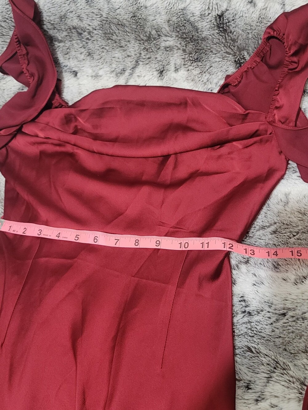 Cider Burgundy Satin Ruffle Maxi Dress Size "S" New - Picture 3 of 5